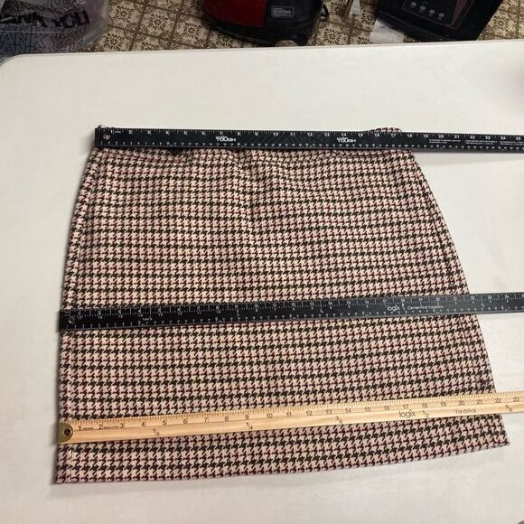 ANN‎ TAYLOR LOFT Petites Size 14 Houndstooth Pattern Brown Skirl - Picture 9 of 9